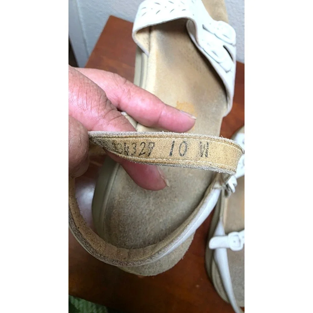 SAS‎ Tripad White Leather Adjustable Strap Mary Jane Sandals Cushioned Size 10M
